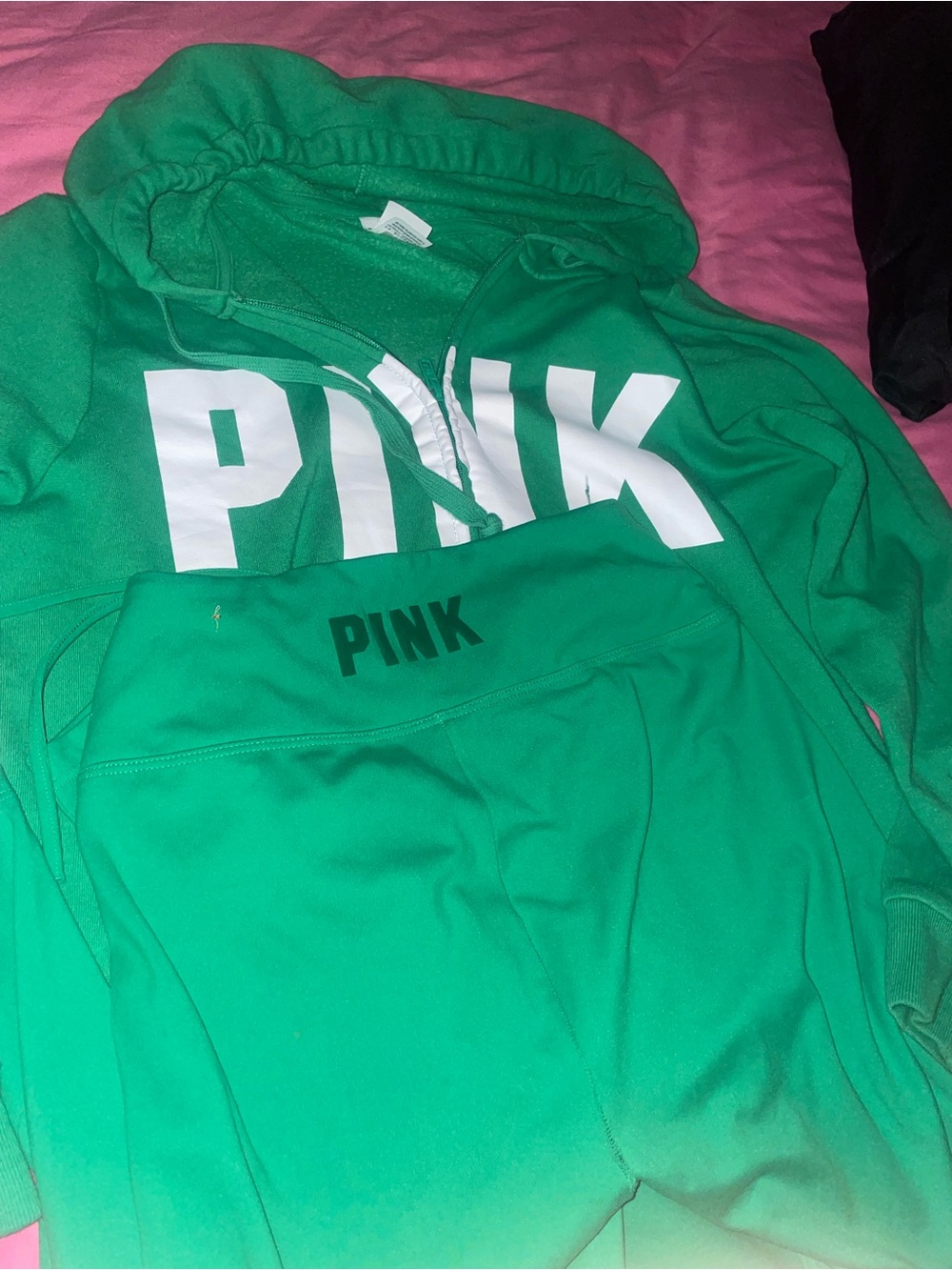 PINK Victoria's Secret Emerald Green Hoodie & Leggings Set